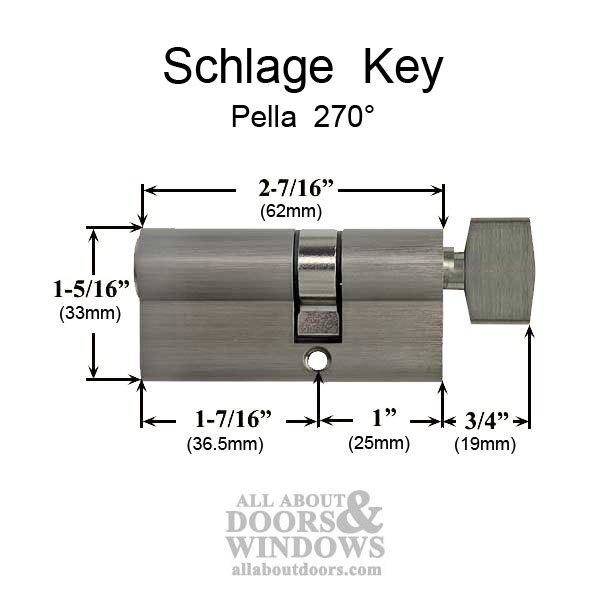 Pella 6000 Series Cylinder Schlage Brass