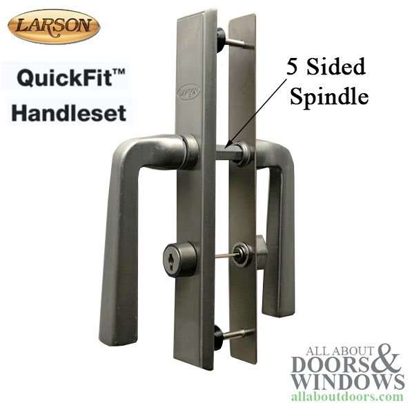 Larson Quickfit Storm Door handle, Straight Modern Lever, Matte Black, Satin Nickel