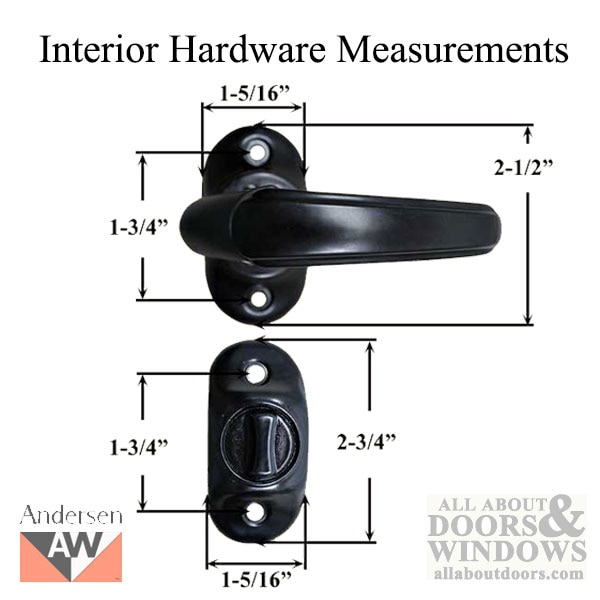 Andersen Emco Keyed 3 Post Storm Door Hardware - Interior Measurements