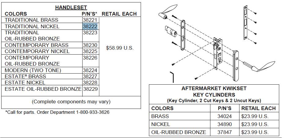 Andersen Storm Door Handle Kit