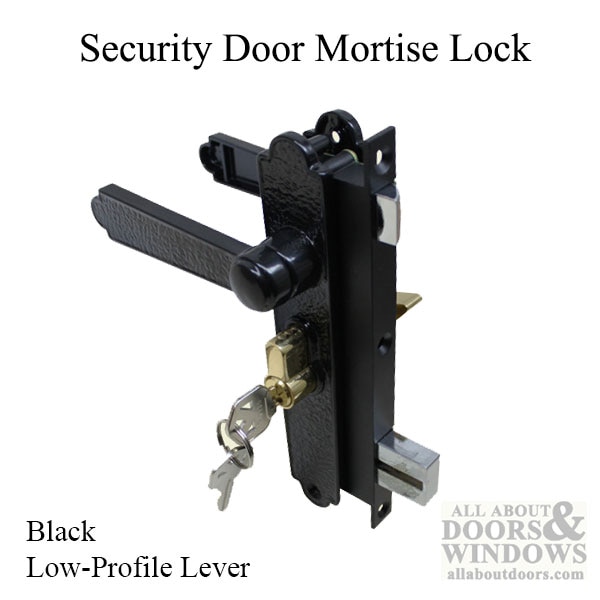 Academy Security Door Mortise Lock - Complete with Key Cylinder - Black Finish