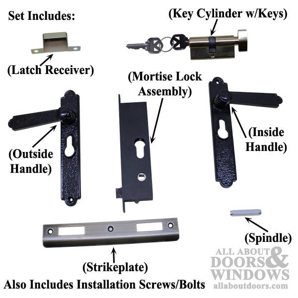Academy Security Door Mortise Lock - Complete with Key Cylinder - Product Contents