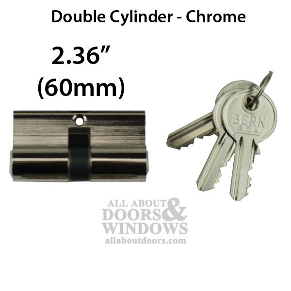Double Key Gate Lock Profile Cylinder, 60mm - Chrome