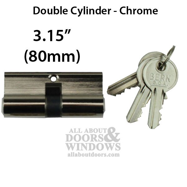 Double Key Gate Lock Profile Cylinder, 80mm - Chrome