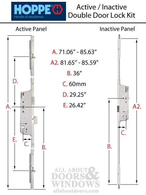 HLS-ONE 3-point Lock KIT, Double Door System w/60MM backset, choose ...