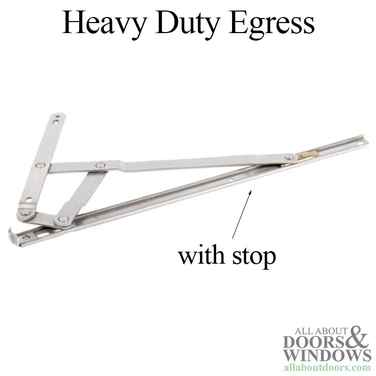 Anderberg 333SS 4-Bar Egress Window Hinge with Stop 16 Inch Stainless Steel Track