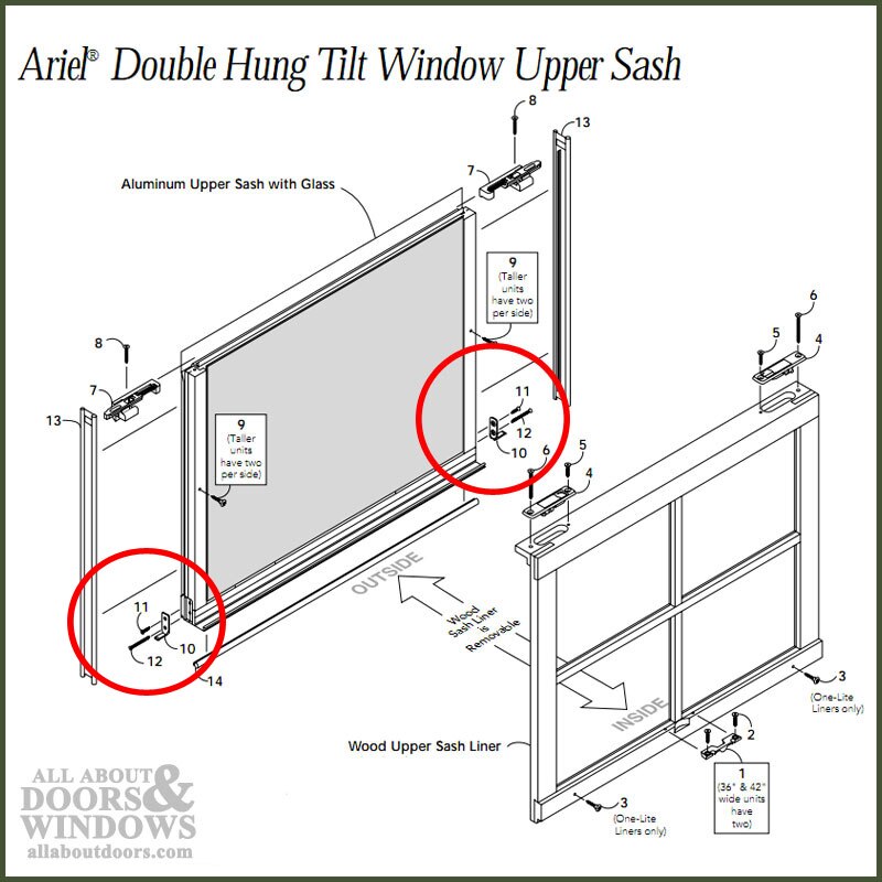 Pivot Pin for Peachtree Ariel DH Aluminum Upper Sash