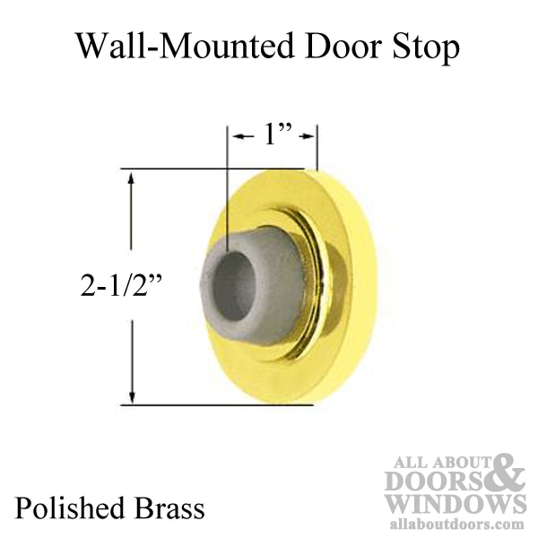 Door Stop, Wall Mounted 11/16” Polished Brass