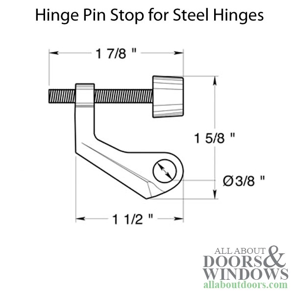 Specs: Hinge Pin Stop – Brass – Fits Steel Hinges