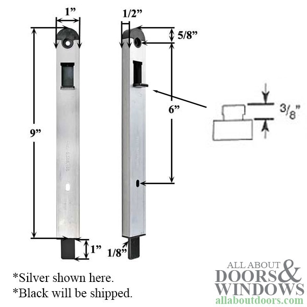 9" Magnum Flush Slide Bolt 3/8" Standard Profile, 5/8" Width Tip