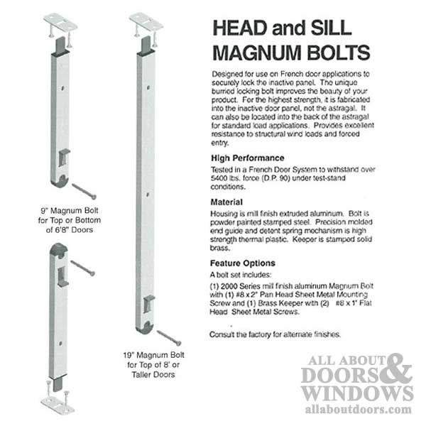 9" Magnum Flush Slide Bolt 3/8" Standard Profile, 5/8" Width Tip