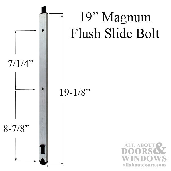 19" Magnum Flush Slide Bolt - 3/8" Standard Profile, 5/8" Wide Tip