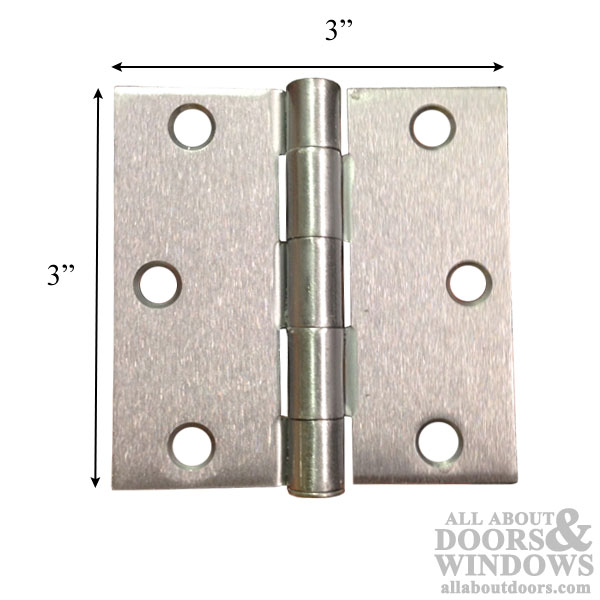 Specs: 3 x 3 Square Corner Residential Hinge – Steel