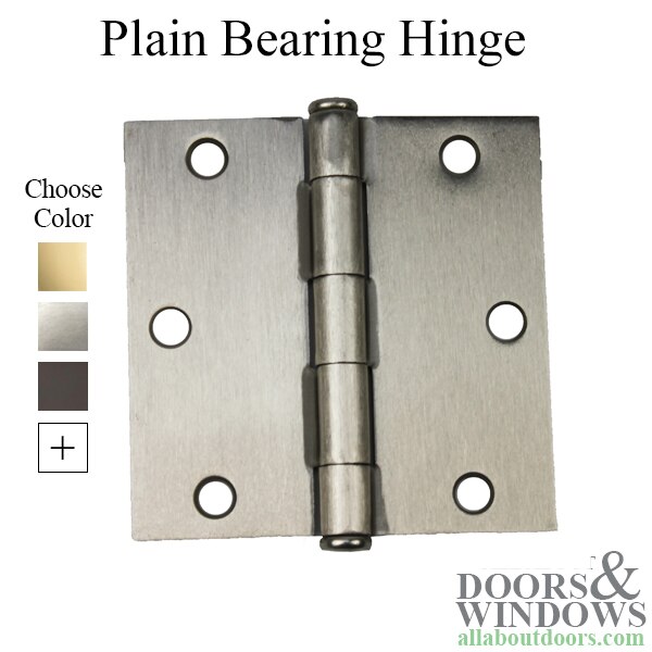 3.5 x 3.5 Inch Solid Brass Door Hinge – Square Corners – Single – Choose Color