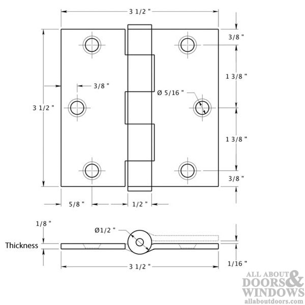 Specs: 3.5 x 3.5 Heavy Duty Steel Hinge – Square Corners