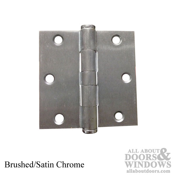 Steel Hinges – 3.5 x 3.5 – Square Corners – Pair Brushed Satin Chrome