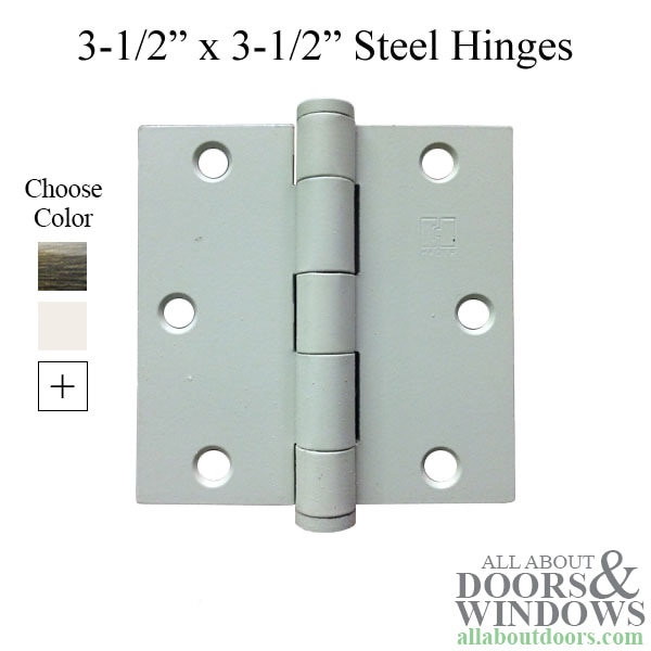 3.5 x 3.5 Inch Steel Door Hinges – Square Corners – Pair
