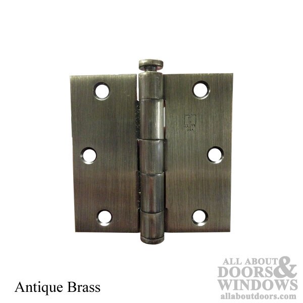 3.5 x 3.5 Steel Hinges – Square Corners – Pair Antique Brass