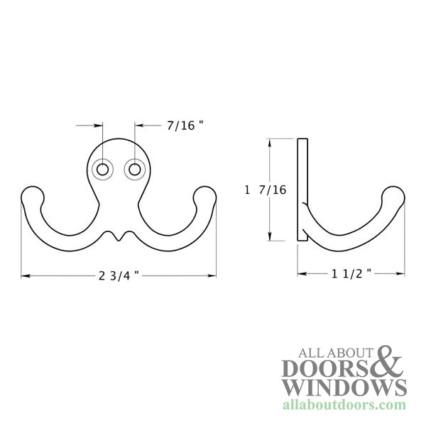 Double Wall Hook Dimensions