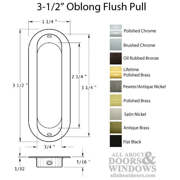 Oblong Flush Pull Dimensions