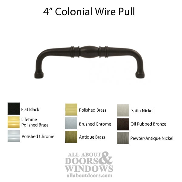 4" Colonial Wire Pull, Solid Brass | Classic Cabinet and Drawer Handle