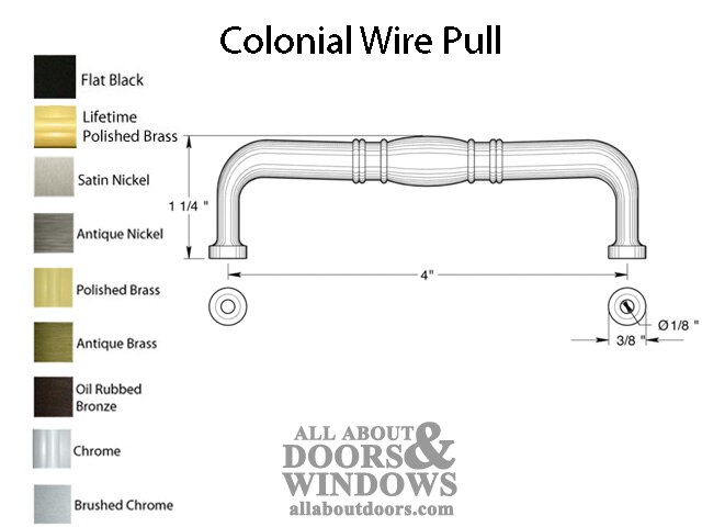 4" Colonial Wire Pull, Solid Brass | Classic Cabinet and Drawer Handle - Profile dimensions