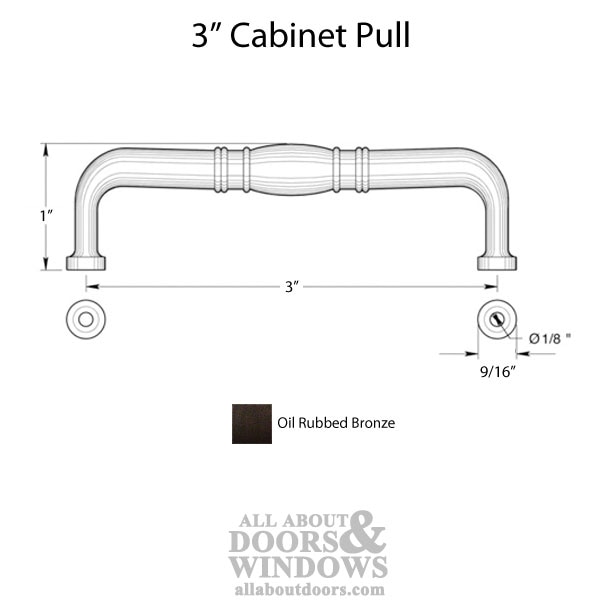 3" Crescent Pull Dimensions