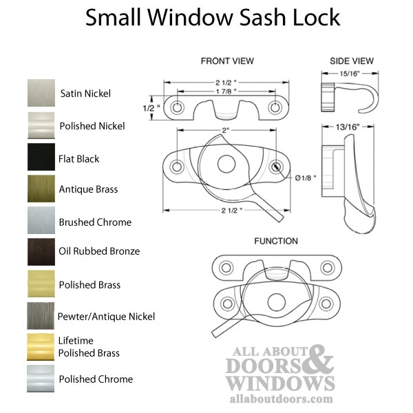 Small Window Sash Lock Dimensions