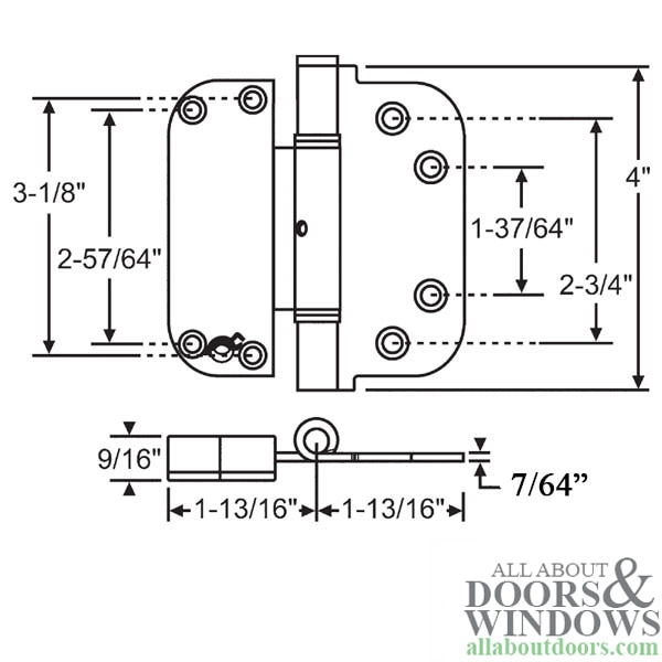 Adjustable Set Hinge for Middle Positions - Dimensions