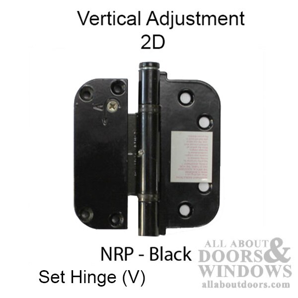 2D Set Hinge (V), 35/8 x 35/8 NRP Outswing Doors Black