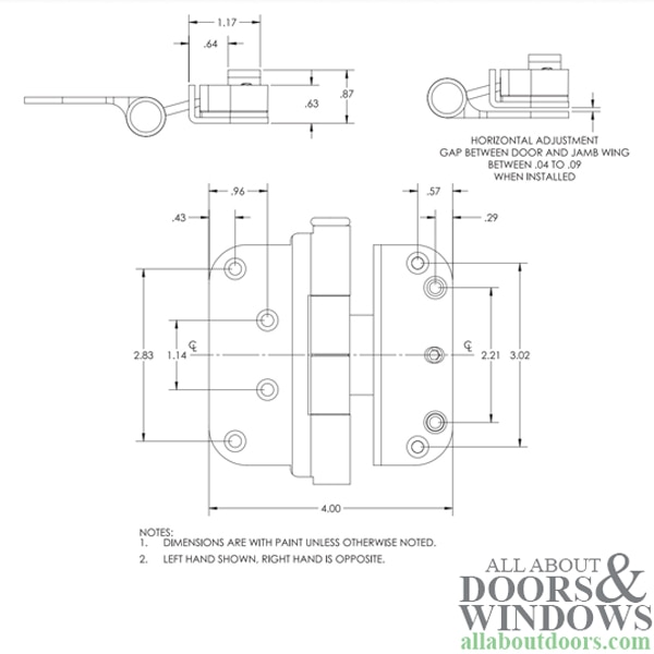 LH Adjustable Door Hinge