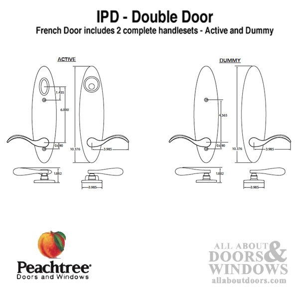 Citadel Peachtree Swing Double Door Handles Polished Brass