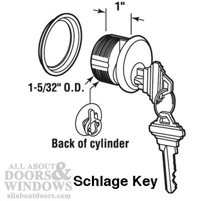 Single Mortise Cylinder for Commercial Storefront Door - 1" Length - Aluminum Finish