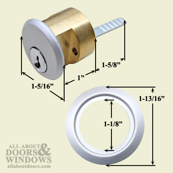 Rim Cylinder Lock - 5 Pin Brass w/ Schlage SC1 Keyway, for Panic Devices,  Garage Doors, Deadbolts