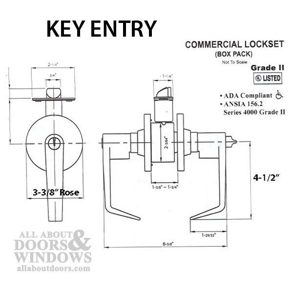 Grade 2, Entry Lever Lock, 23/4bs, Commercial Choose Color