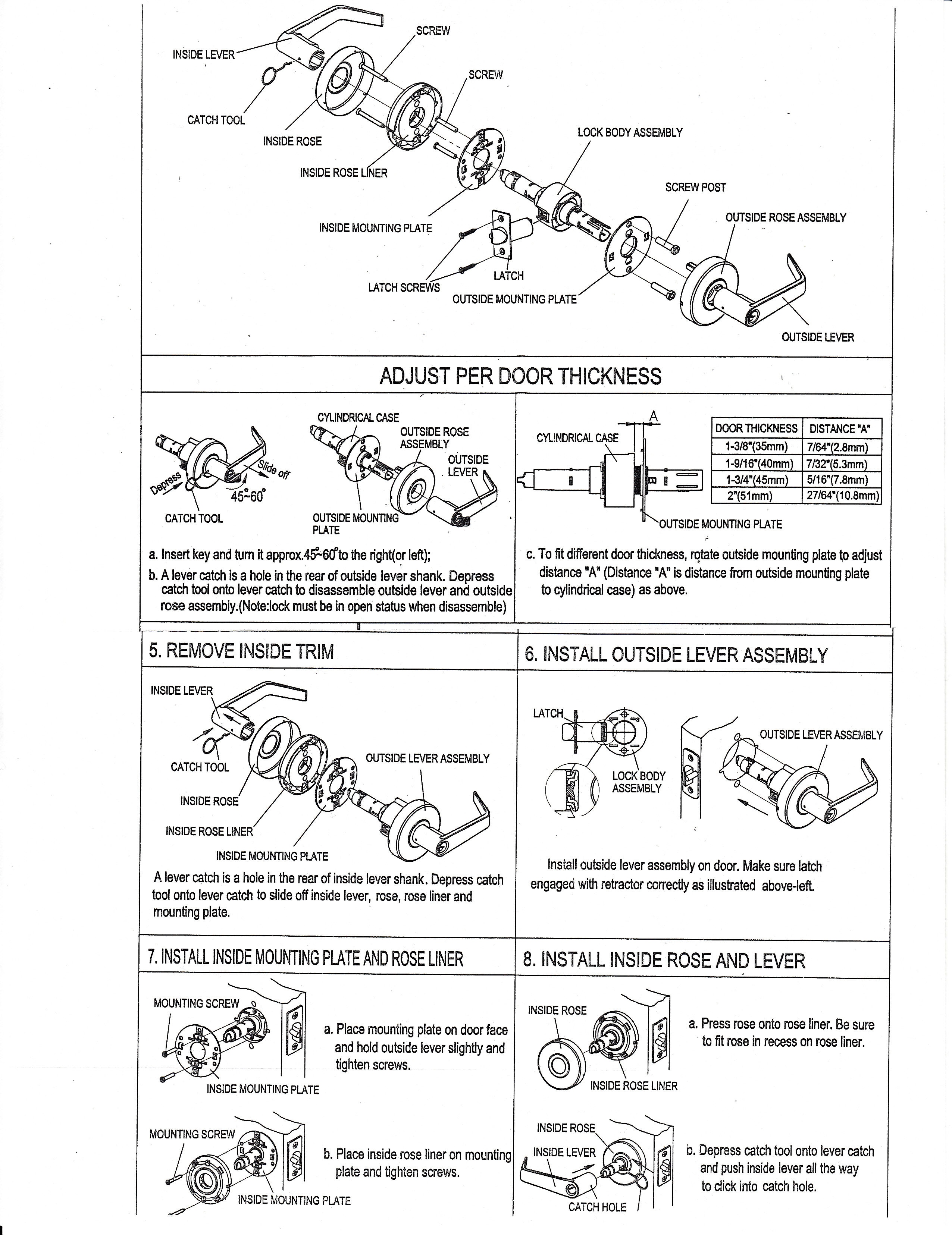 Grade 2, Entry Lever Lock, 2-3/4bs, Commercial - Choose Color