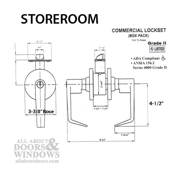 Storeroom Lever Lock Dimensions