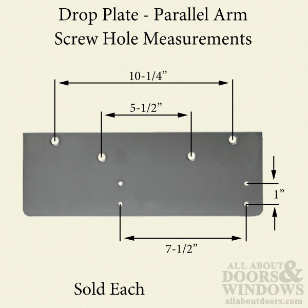 Drop Plate, Parallel Arm for Heavy Duty Door Closer, Choose Finish