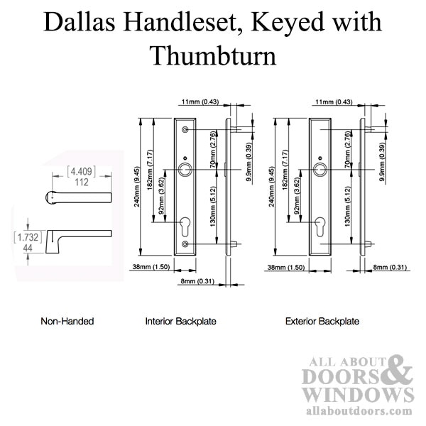 Dallas Contemporary Lever Handle, Keyed Active with Thumbturn