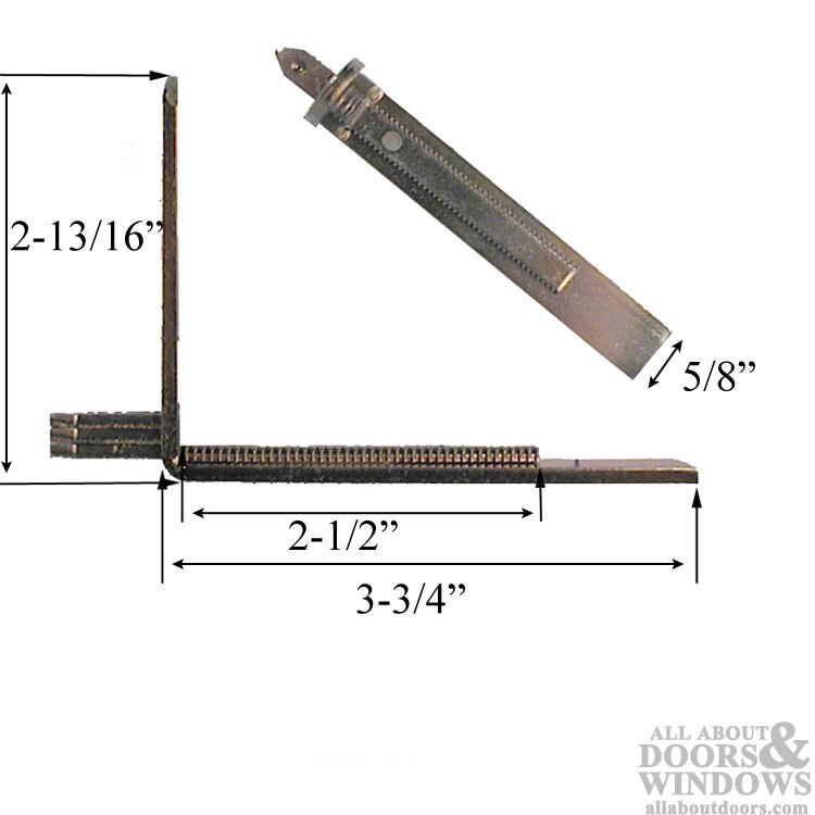Dimensional view of the Corner Drive Shootbolt Extension 16mm Face - Yellow Dichromate