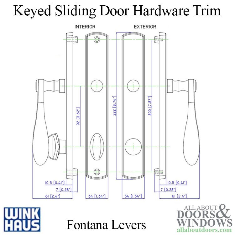 Fontana Keyed Entry Trim for Winkhaus Sliding Door