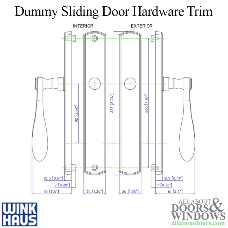 Fontana Dummy Trim for Winkhaus Sliding Door Hardware