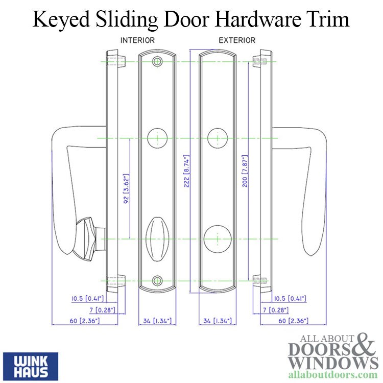 Botticelli Keyed Entry Trim for Winkhaus Sliding Door