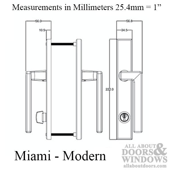 Miami Sliding Patio Door Handle - Keyed Active, Right Hand - Color Options Available