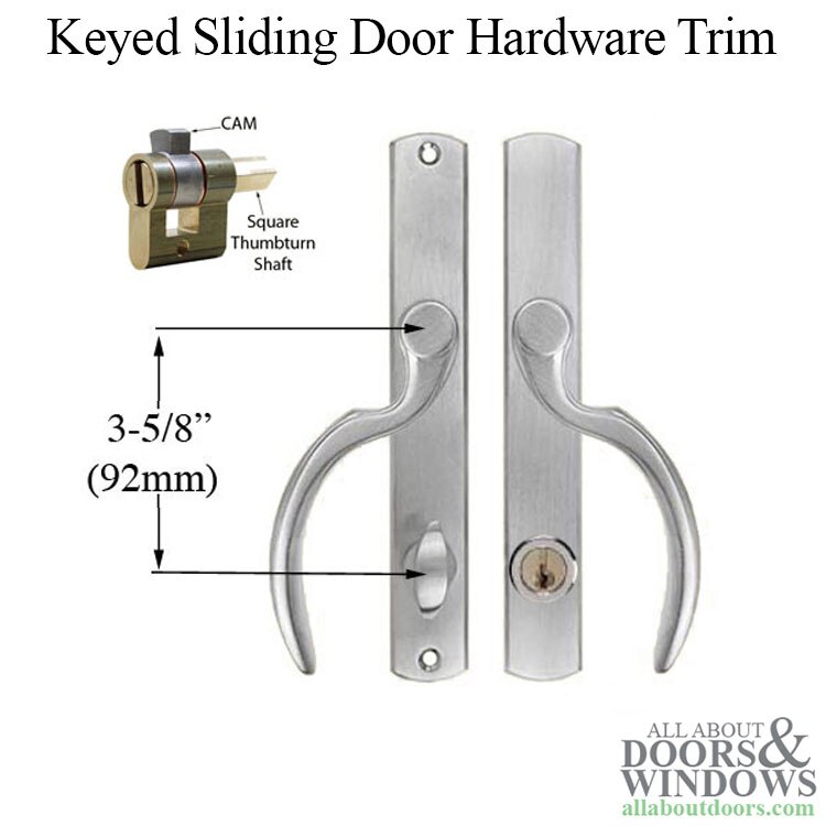 Fontana Style Keyed Entry Sliding Door Handle Set, Right Hand