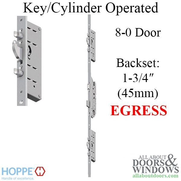 Hoppe Key Operated Multipoint Lock 1-3/4" Backset, Egress & Panic Function