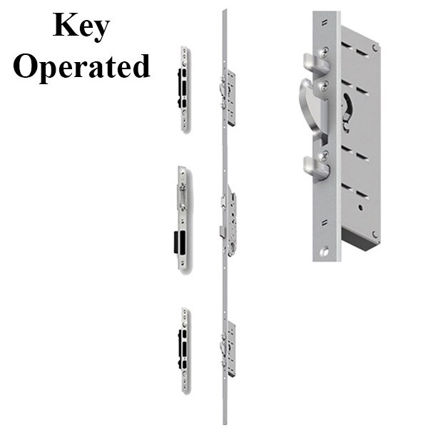 Hoppe 24mm Key Operated Multipoint Lock, 1-3/4" Backset - 8-0 Door. Key Operated