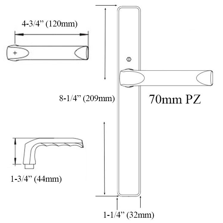 Atrium / Ferco 70mm handle, 7 mm Spindle - Choose Color