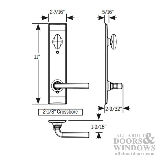 Trilennium Active Keyed Lock, 3000 Series Rectangular Base - Select Finish