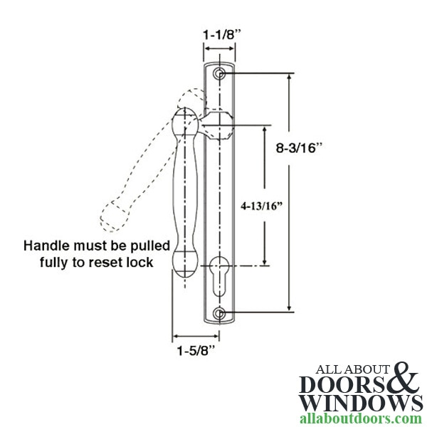 Fuhr Sliding Patio Door Handle Set, L Type, Active Dimensions